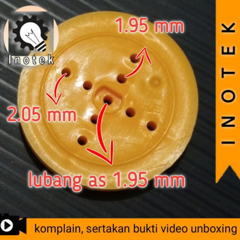 Pulley puli plastik 36mm untuk belt ring karet O 2mm lubang as 1.95mm