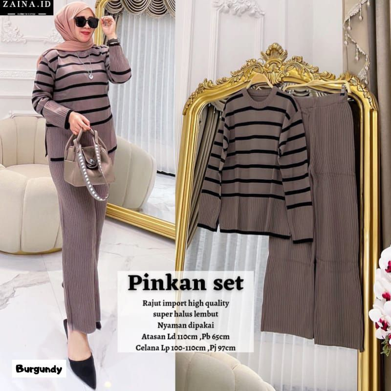 ONESET SWEATER LESTY STIPE SELAN CELANA KULOT WANITA