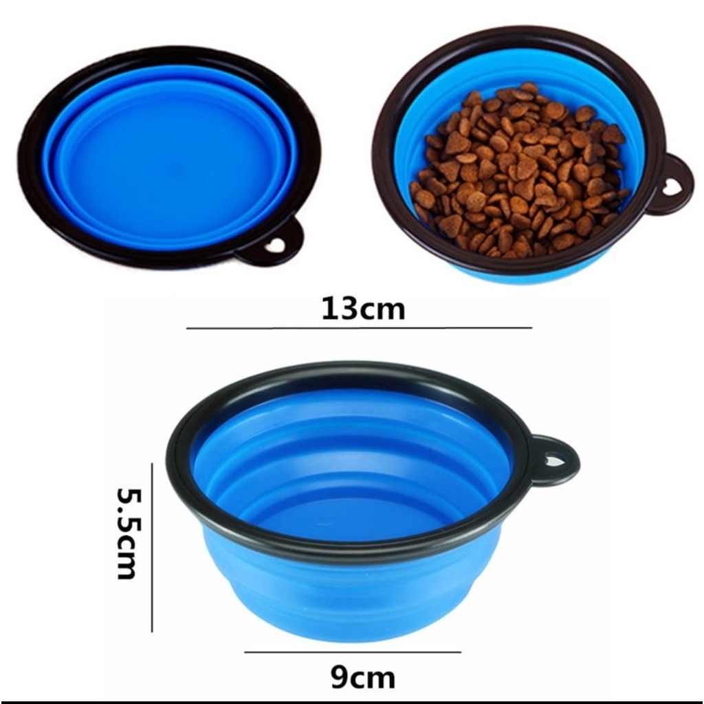 Silicone Pet Bowl Mangkok Lipat Anjing Makanan Minuman Anjinf Portable