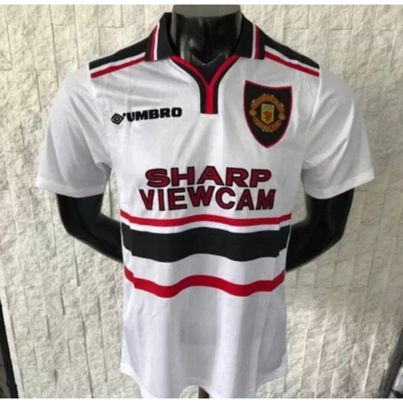 Jersey Kaos Baju Sepak Bola MU Mancester Manchester United Home Away 3rd Putih Sharp Viewcam Retro K