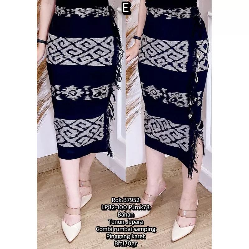 ROK SPAN TENUN RUMBAI, ROK KERJA 7/8 SLIM