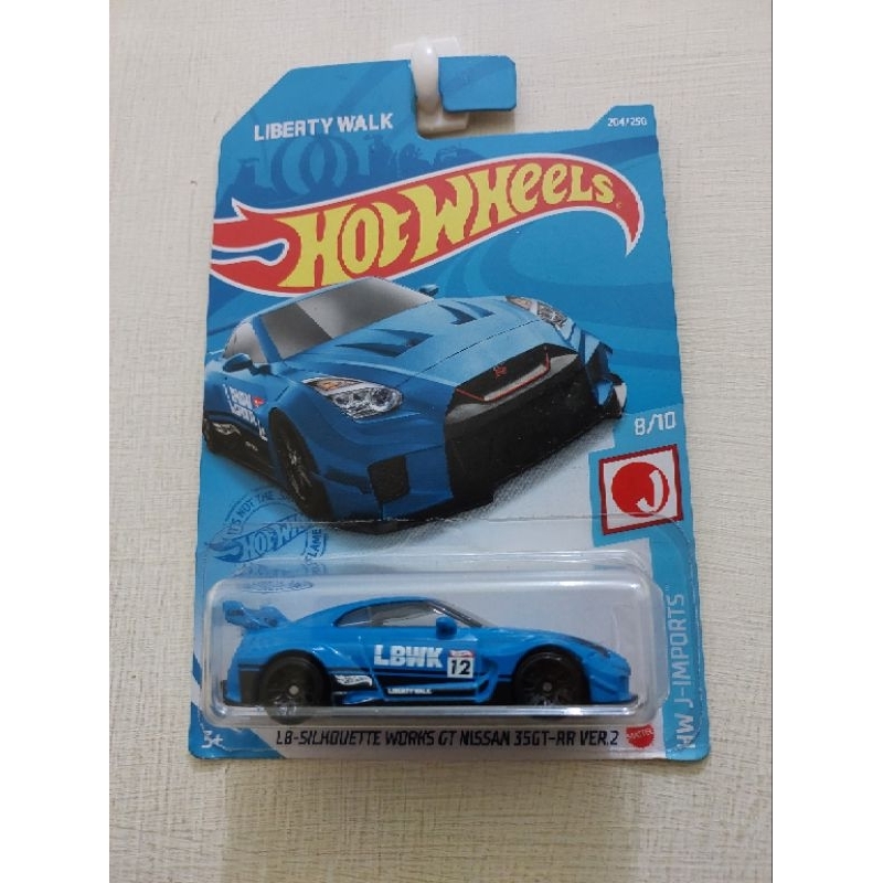 hotwheels nissan skyline r35 biru muda / lb silhouette works nissan 35gt-rr biru