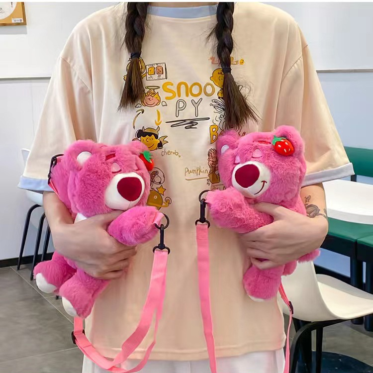 Tas Lotso Tas selempang Sling Bag Fashion Motif Seri Toy Story Lotso Kartun Karakter Hewan Beruang Pink Anak &amp; Dewasa