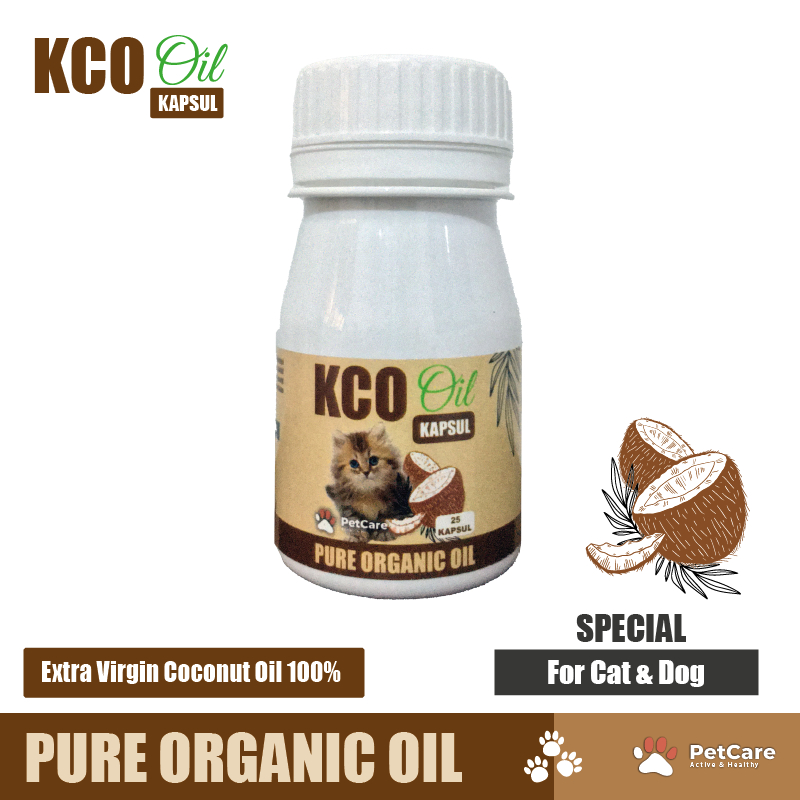 KCO EXTRA VIRGIN COCONUT Oil Kapsul Mengatasi Rontok dan Menjaga Bulu pada Kucing isi 25 butir