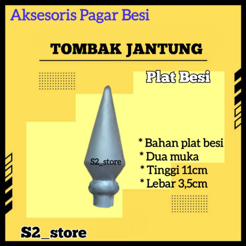 Tombak plat besi jantung ornamen aksesoris hiasan pagar besi