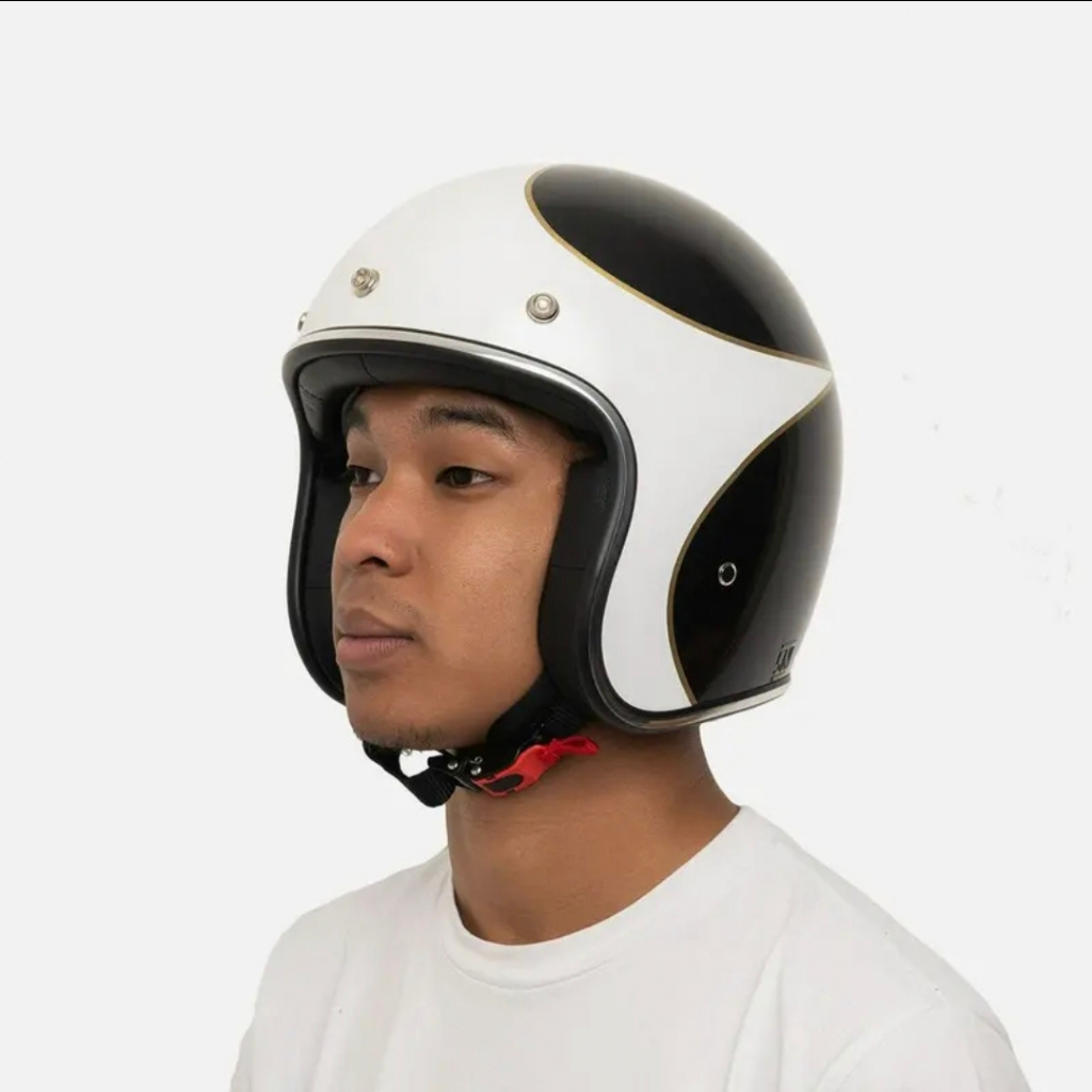 Helm Bogo Retro KBS / Emerlad White Lis Chrome / Helm PREMIUM Untuk Pria Dan Wanita Dewasa COD