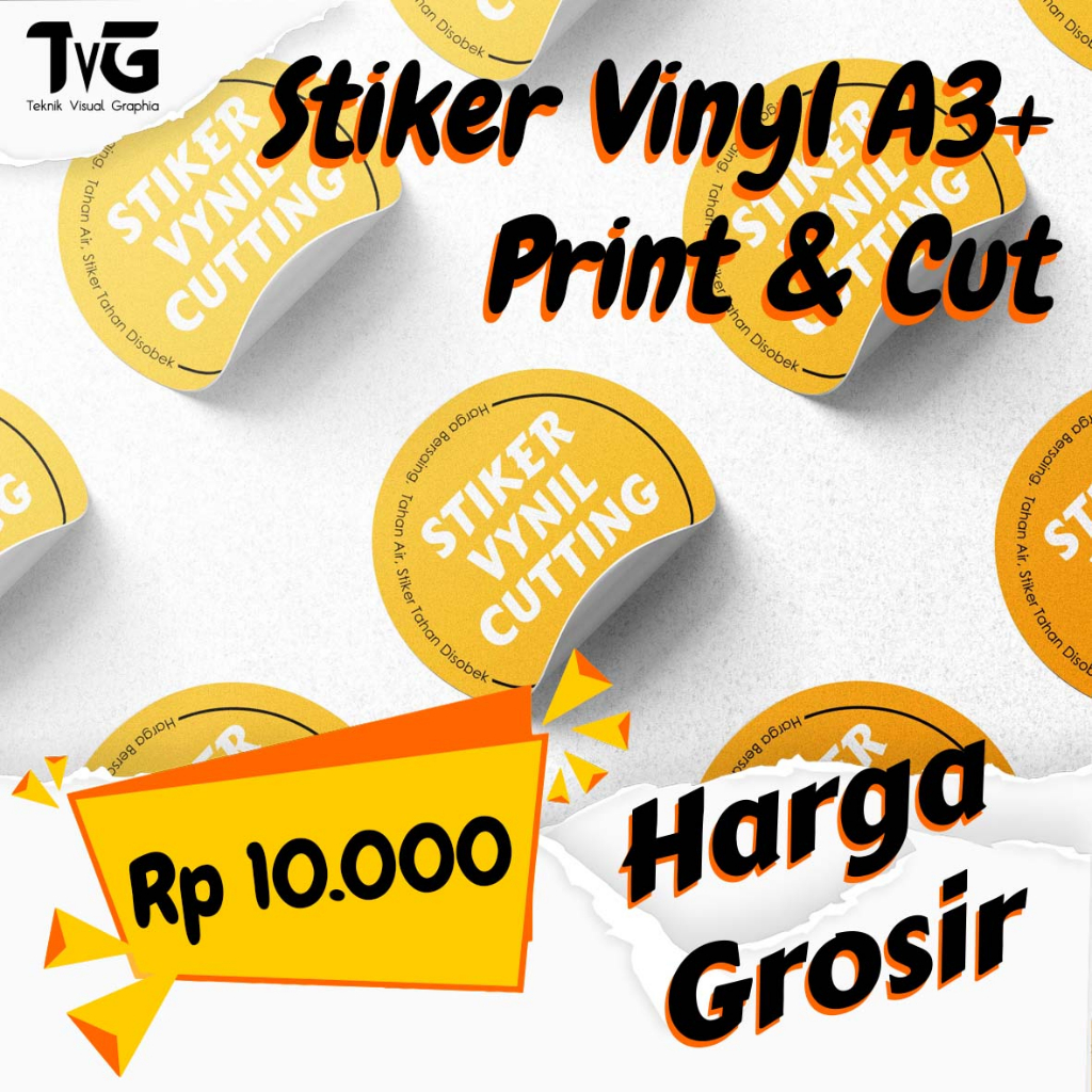 Grosir Cetak + Cuting Stiker Vinyl A3+ Label Kemasan Produk Makanan Ringan Kue Bakery Olshop Custom 