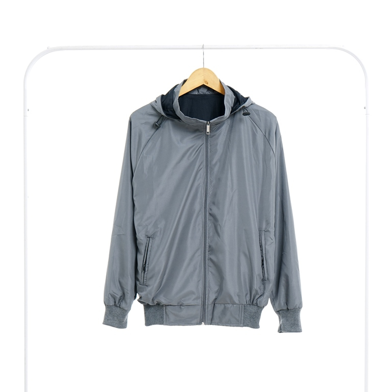 Jaket Parasut Polos Abu Tua