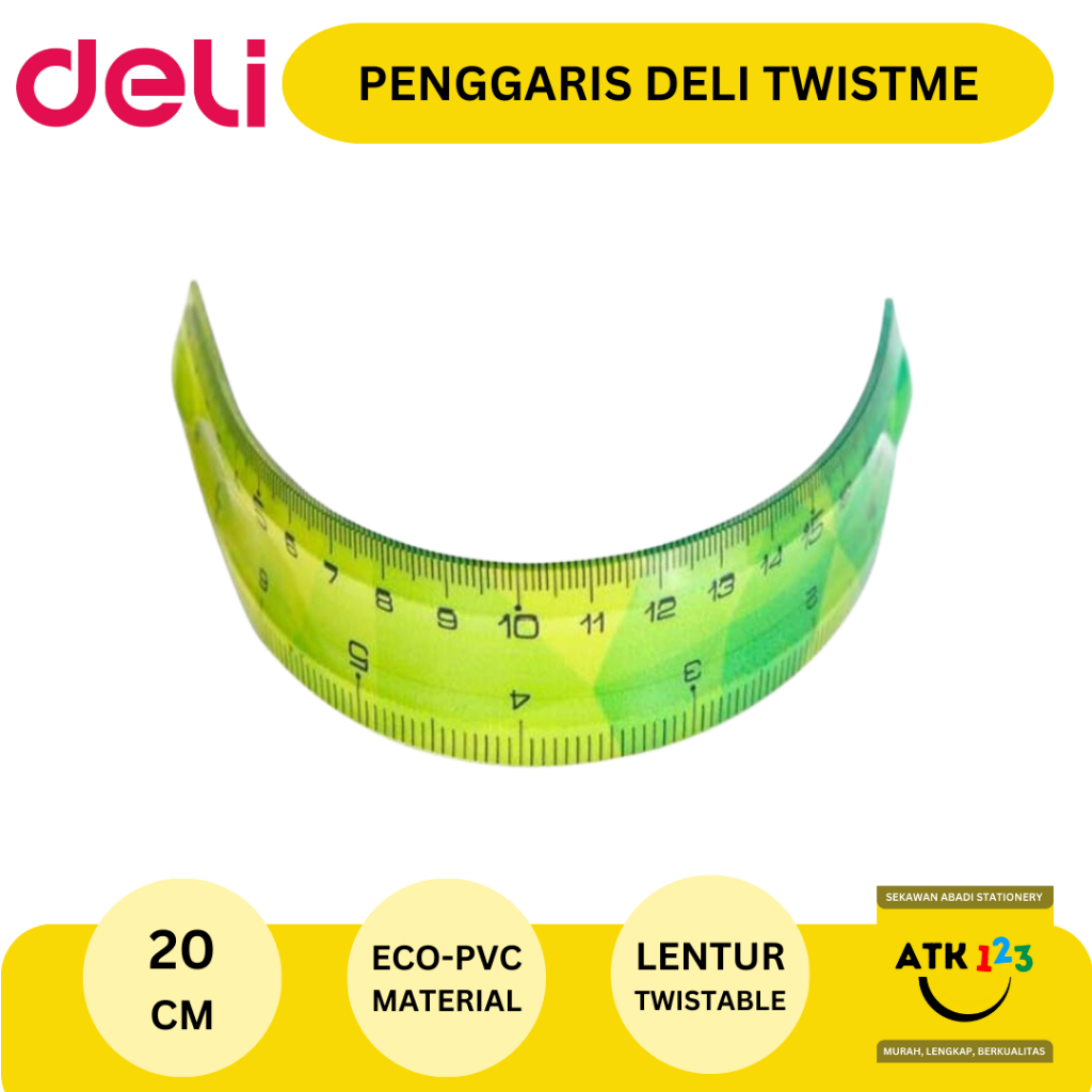 Deli Penggaris 20 30 cm Anti Patah Bahan Eco-PVC Lentur Twistable