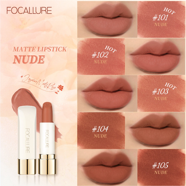 Focallure #JasmineMeetsRose Matte Lipstick-Tahan air kosmetik bibir lipstik