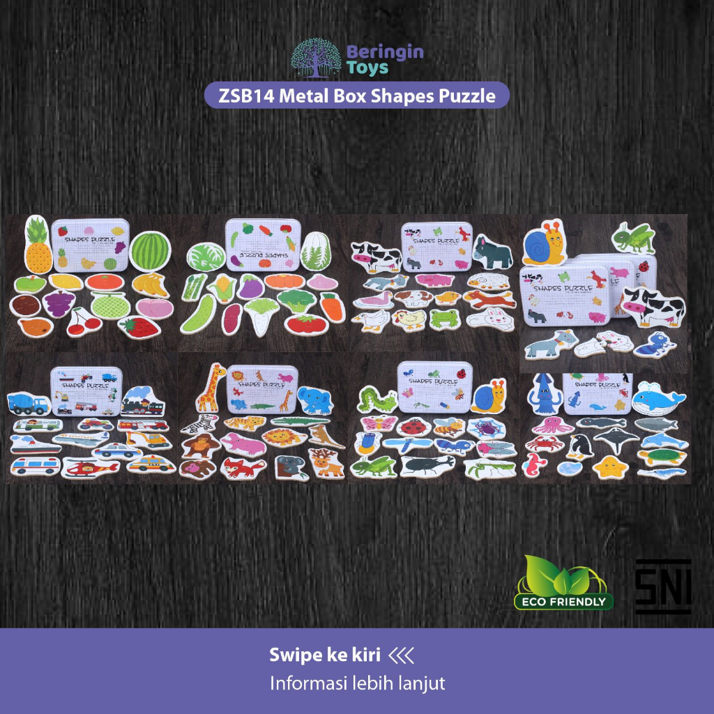 Mainan Edukasi - Metal Box Shapes Puzzle ZSB14 - Mainan Puzzle