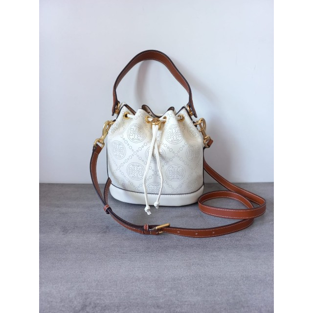 TAS WANITA TB T MONOGRAM PERFORATED LEATHER BUCKET BAG