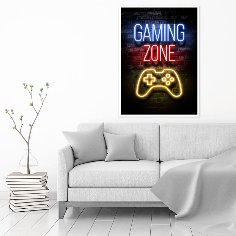 Hiasan Dinding Poster Kanvas Games GAMING ZONE / Hiasan Aesthetic Dekorasi Rumah DS12