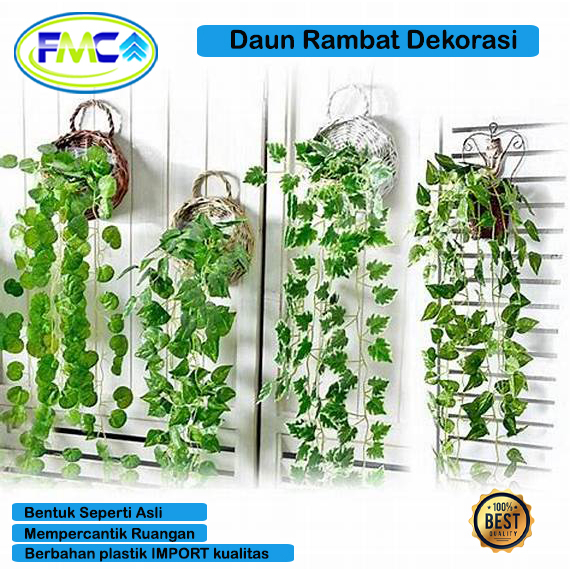 Daun Rambat Lvy Dekorasi Hiasan Ruang Tamu Teras Plastik Artificial Bunga Gantung Flowers Import