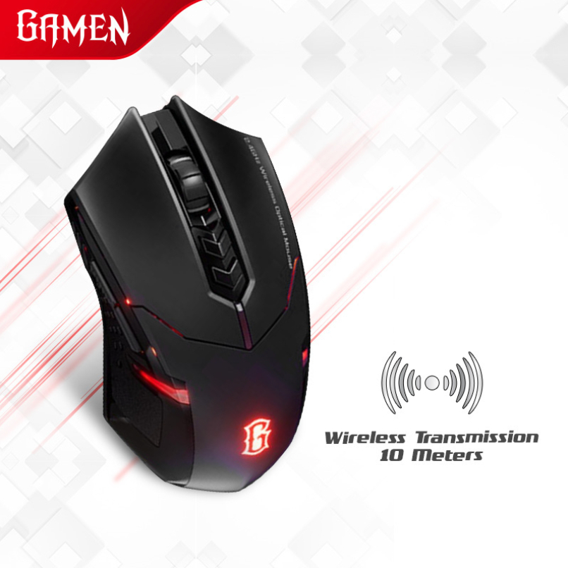 GAMEN Mouse Gaming Wireless GM300W 2400 DPI Black / Mouse USB / Mouse Gaming Tanpa Kabel Presisi Tinggi Original - Garansi 1 tahun