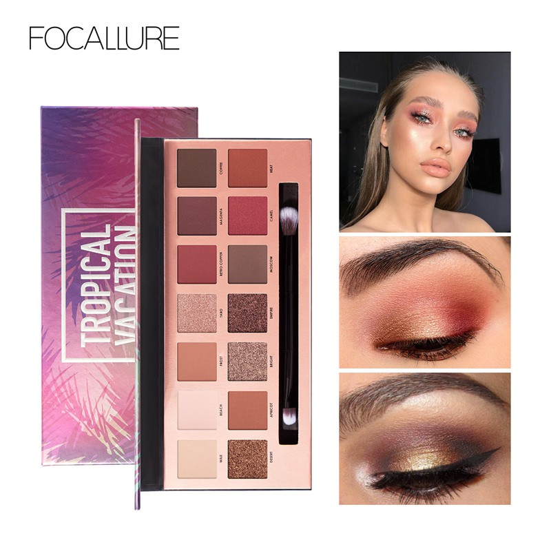 FOCALLURE EVERCHANGING / TROPICAL VACATION Eyeshadow Palette With Brush- 14 Colors