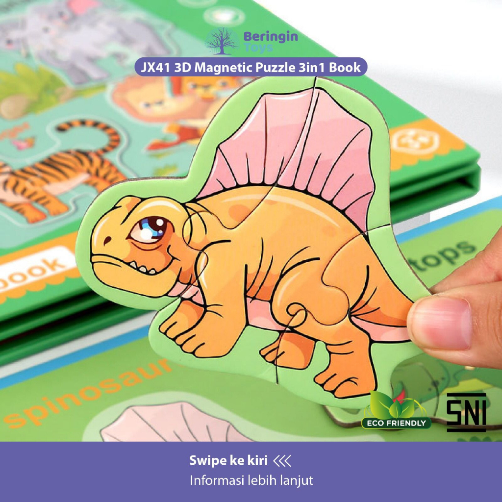 Mainan Edukasi - 3D Magnetic Puzzle 3IN1 Book JX41 - Mainan Puzzle - Puzzle Book Magnetic