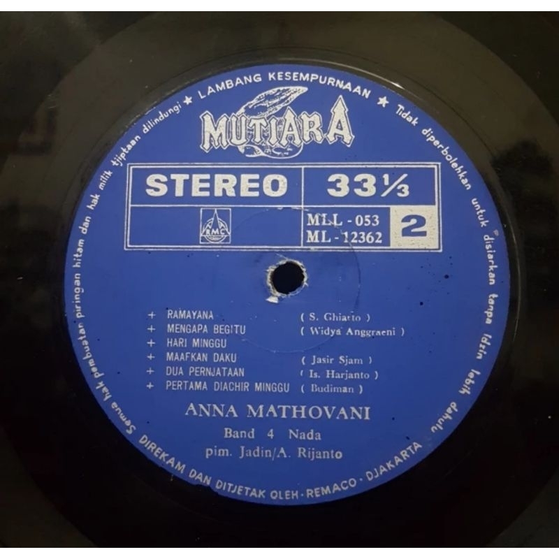 Vinyl Piringan Hitam 12 inch Anna Mathovani-Kasih Sajang