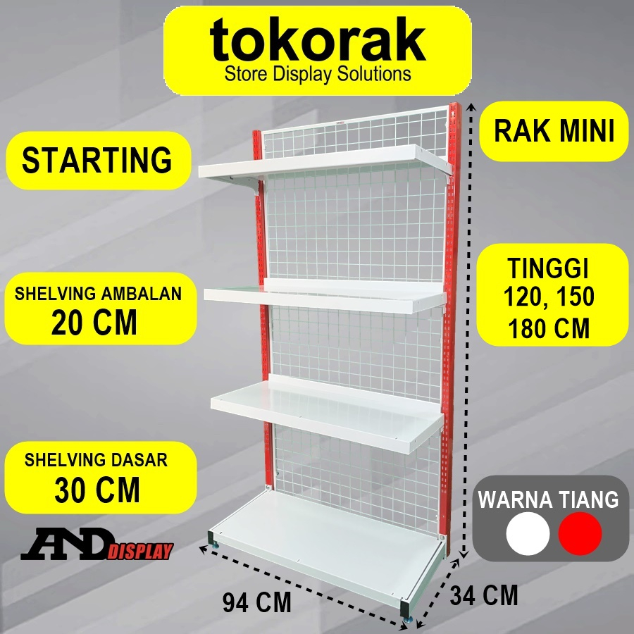 RAK MINIMARKET SUPERMARKET SINGLE STARTING MINI 20 CM RAK GONDOLA WALL END ANDDISPLAY