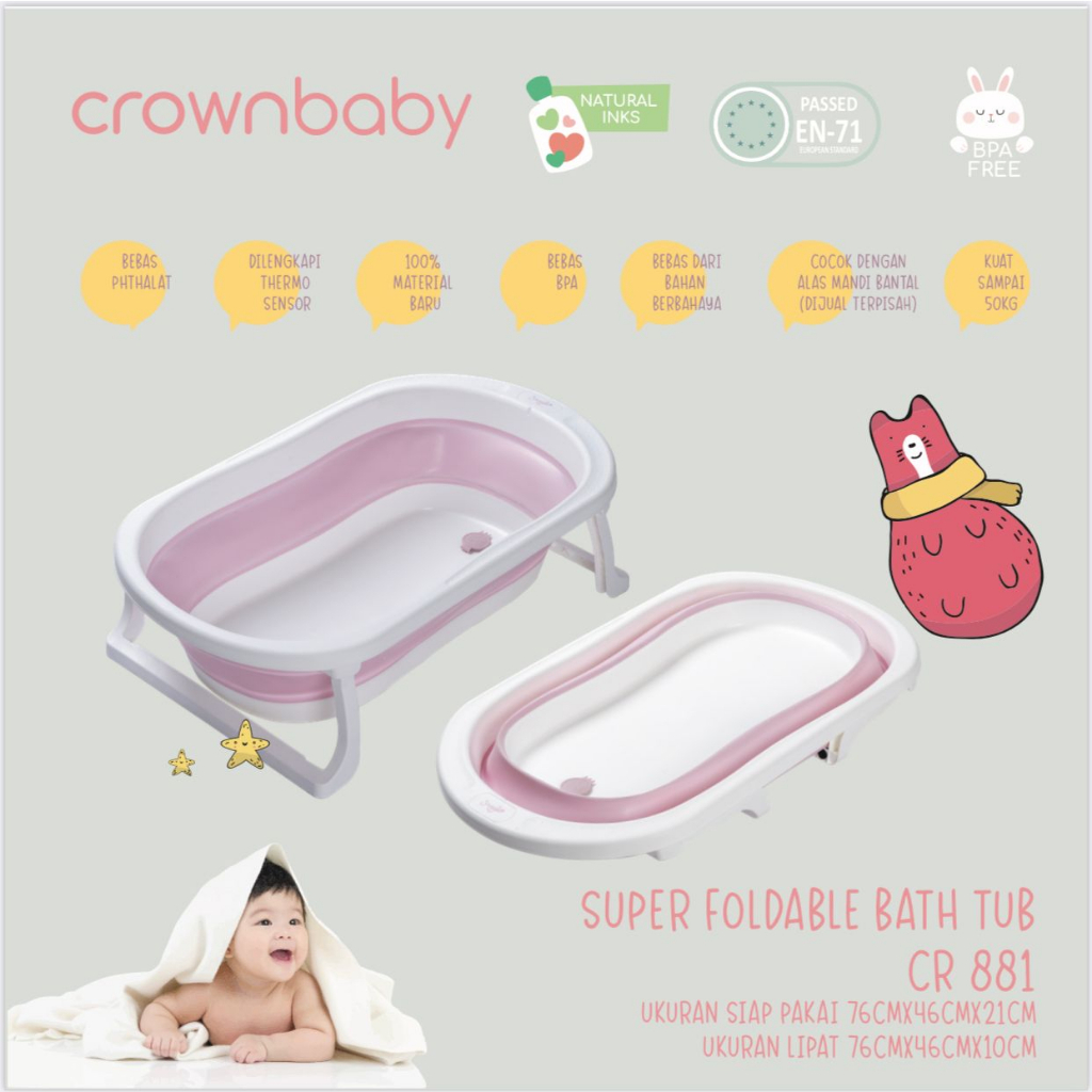 CROWN CR881 MY FOLDABLE BATHTUB LARGE SUPER FOLDABLE BATHTUB BAK MANDI ANAK BAK LIPAT