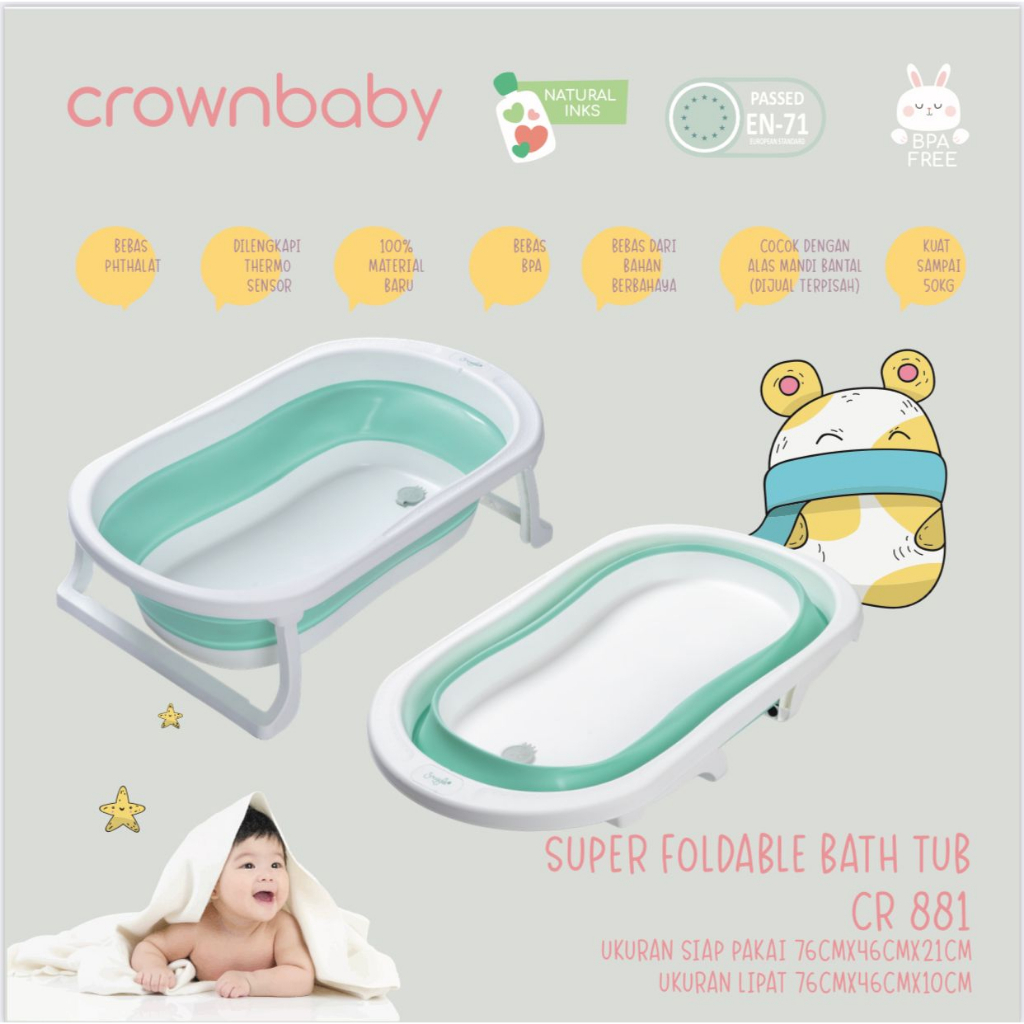 CROWN CR881 MY FOLDABLE BATHTUB LARGE SUPER FOLDABLE BATHTUB BAK MANDI ANAK BAK LIPAT