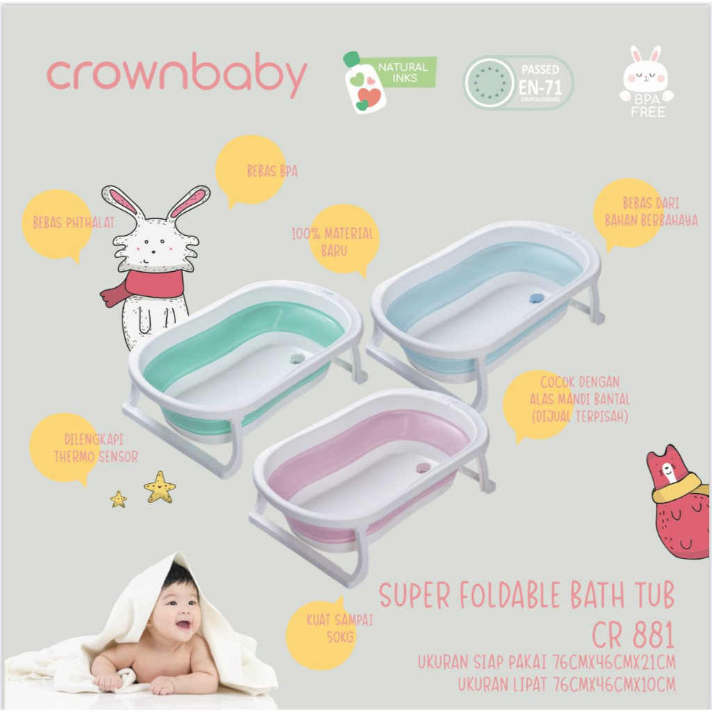 CROWN CR881 MY FOLDABLE BATHTUB LARGE SUPER FOLDABLE BATHTUB BAK MANDI ANAK BAK LIPAT