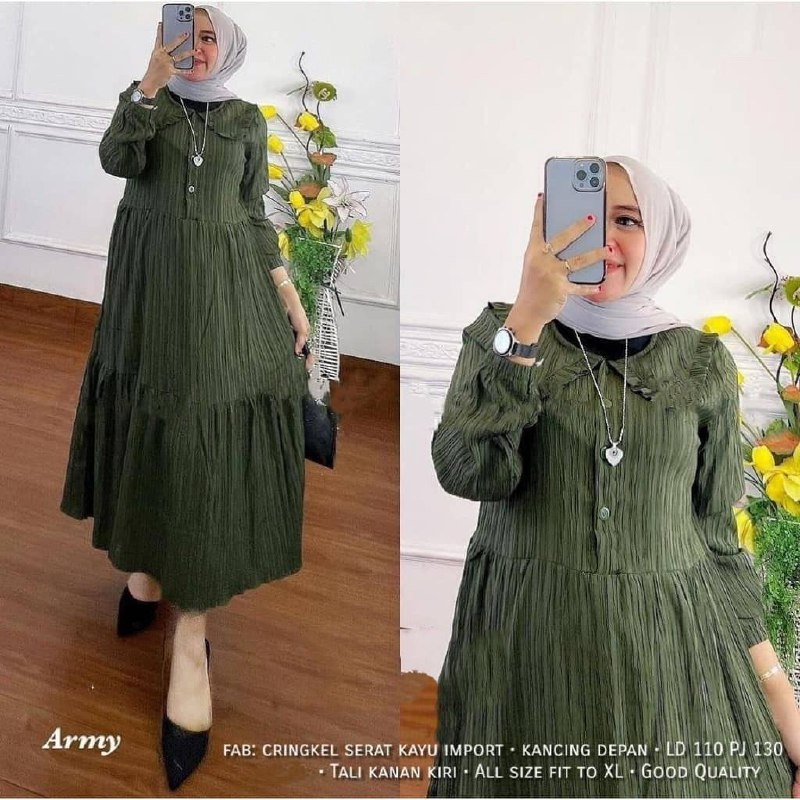 Neora Midi Dress Lady Crush Dress Crinkle Dress Busui