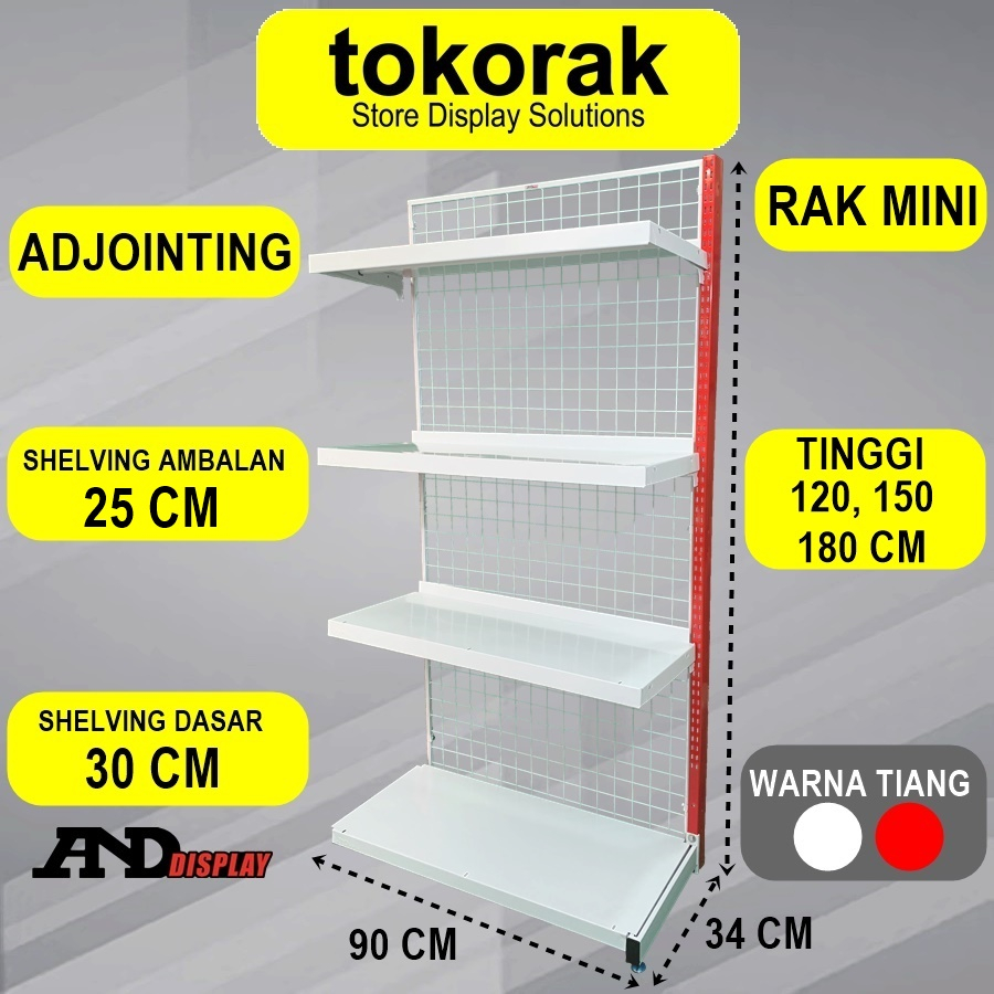 RAK MINIMARKET SUPERMARKET SINGLE ADJOINTING MINI 25 CM RAK GONDOLA WALL END ANDDISPLAY