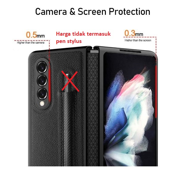Hard case chasing Samsung Fold 4 lipat sarung HP Full cover ada slot pen stylus (harga tidak termasuk pen stylus)