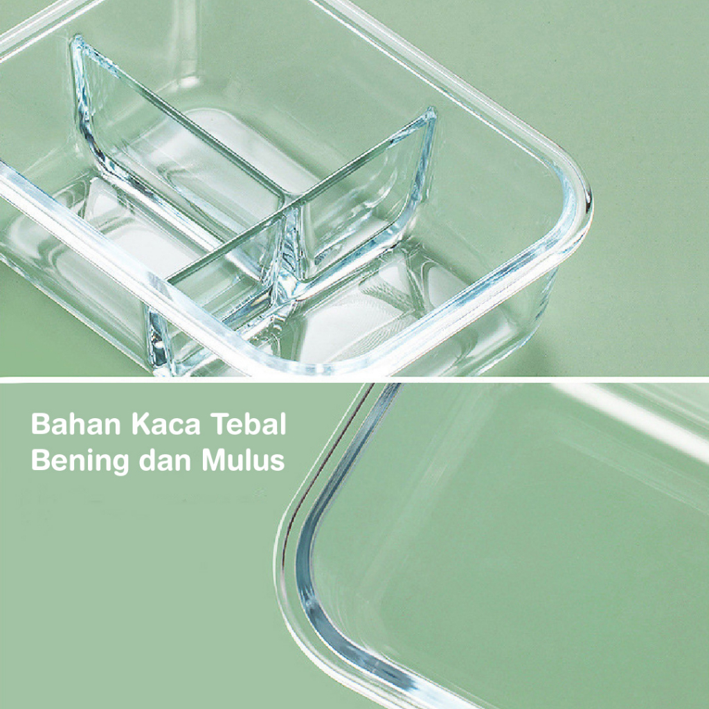 [MEDIUM 640ml] Kotak Makanan Kaca Tahan Panas &amp; Dingin (Freezer) - Oven &amp; Microwave Safe - Glasslock Anti Bocor