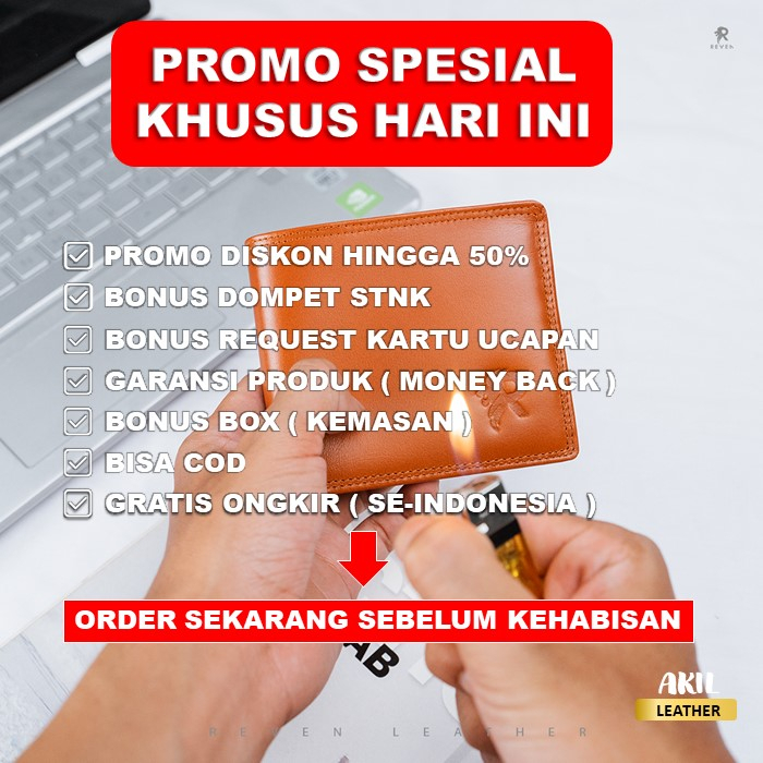 Dompet Lipat Kulit Pria Branded Reven Atlas Leather Wallet Bahan 100% Kulit Sapi Asli Original Premium Cowok Keren Terbaru