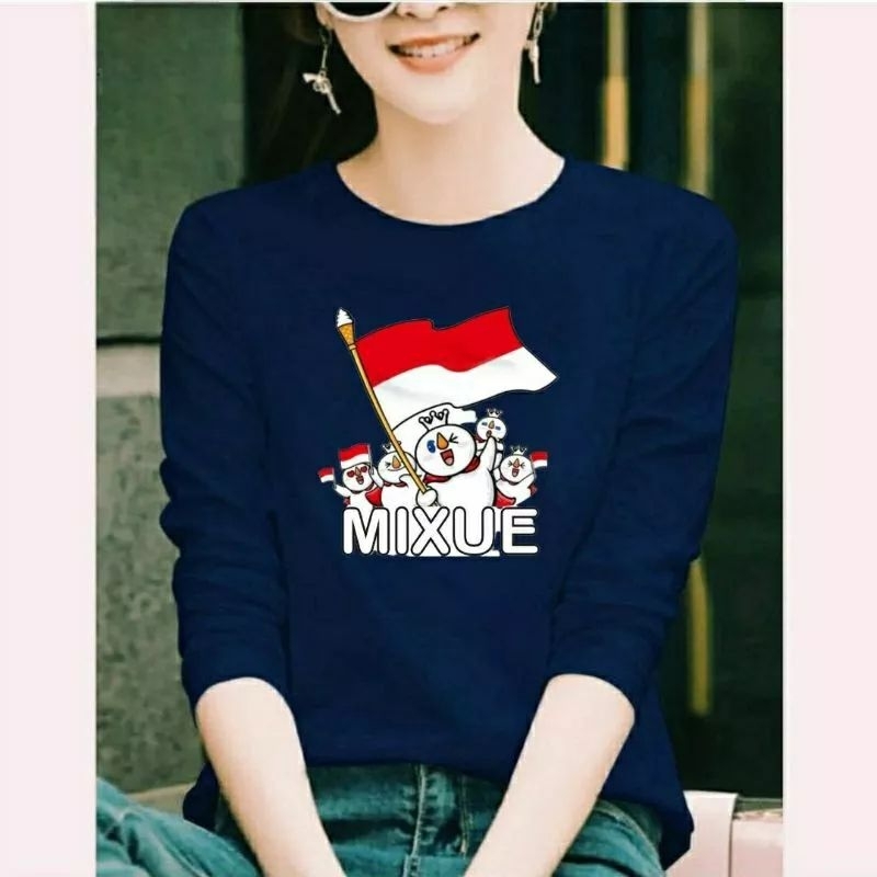 Baju Lengan Panjang Wanita MIXUE EDISI MERDEKA kaos Distro Keren/ kaos Terbaru dan Trendy