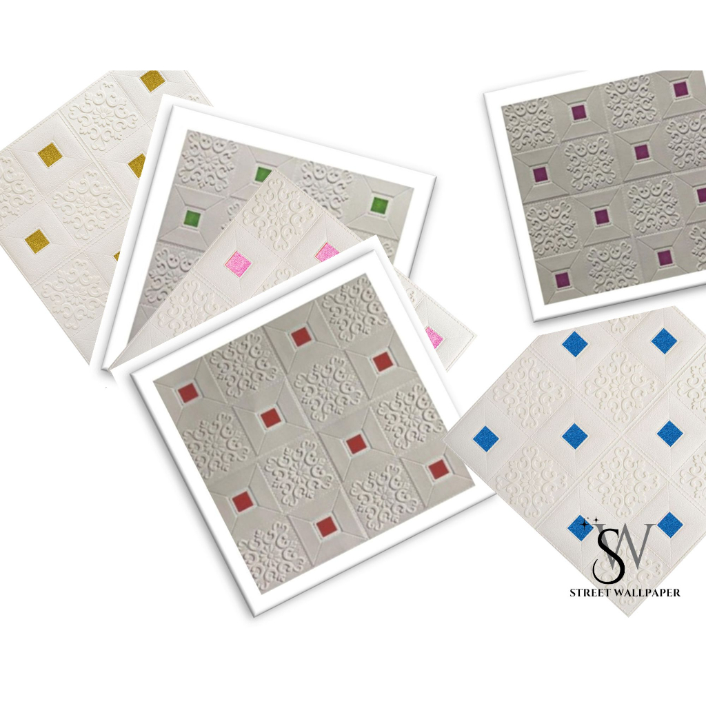 (COD) [SERI C GLITER] Wallpaper Wallfoam Termurah / Wallpaper Dinding 3D Stiker / Wallfoam 3D Stiker