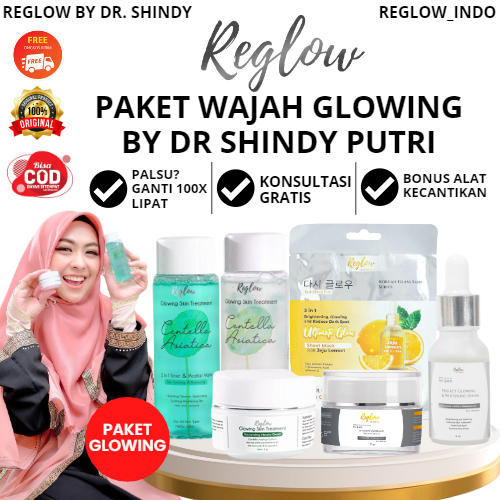 Skin Care Reglow dr Shindy Putri 1 Paket Lengkap Murah Pemutih Wajah Glowing Whitening Ampuh Untuk Kulit Berminyak Berjerawat Dan Bruntusan Penghilang Flek Hitam Membandel Reg glow Original Official