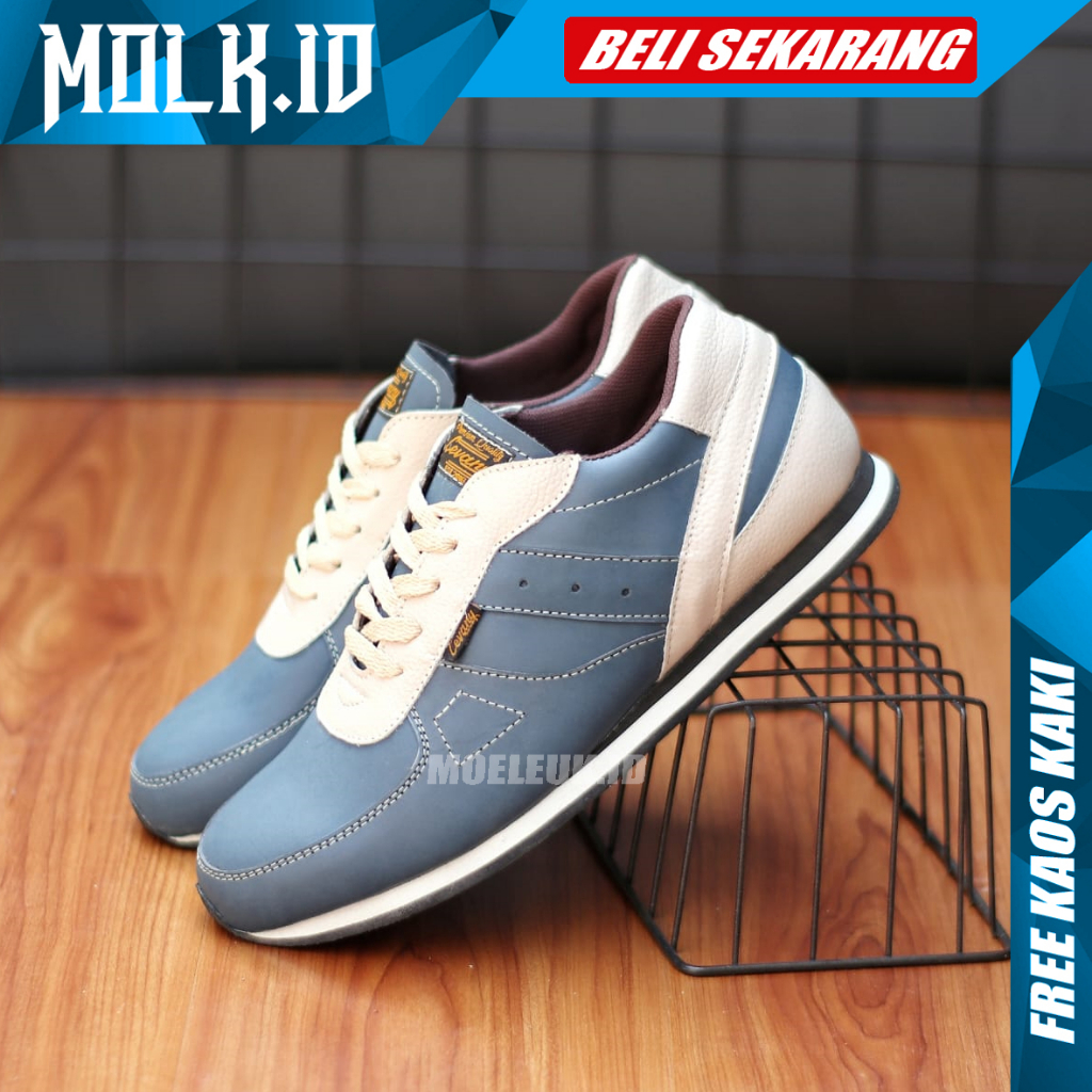 MOLK Sepatu Sneakers Kulit Joging Pria Sport Trendy Kekinian