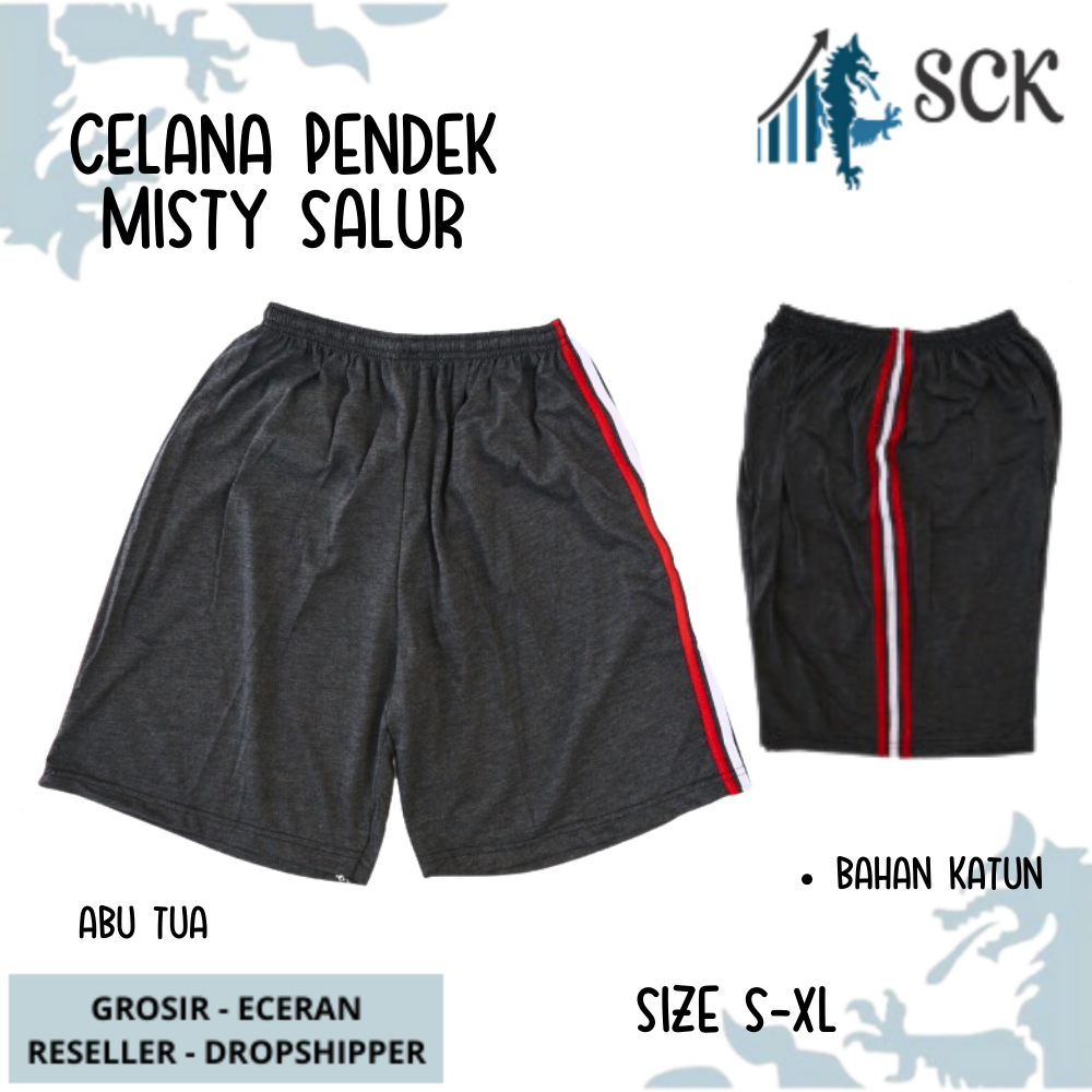 Celana Kolor Santai MISTY Motif SAMPING GARIS SALUR / Celana Santai Kombinasi Salur - sckmenwear GROSIR