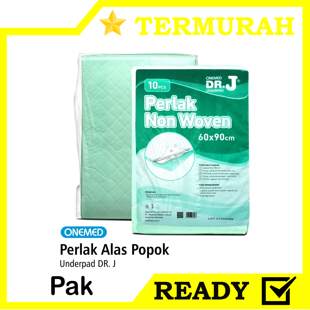 Grosir Pasar Pramuka Underpad Dr. J Perlak Alas Popok 60x90cm Onemed Isi 10's