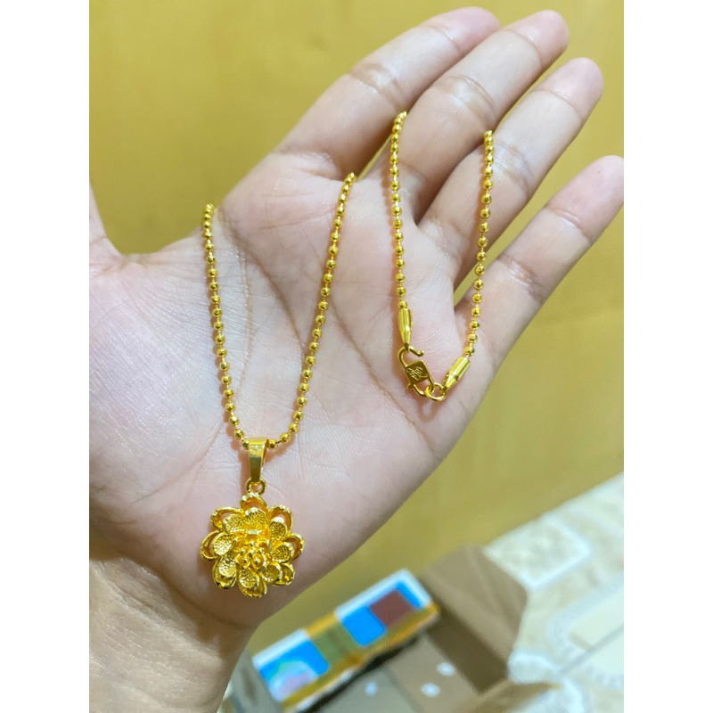 Kalung Mawar Lapis emas 24k