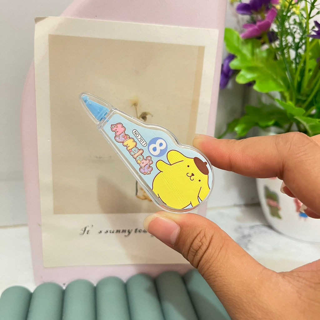 Correction Tape SANRIO 8 meter Murah / Tip-ex Sanrio ready 4 karakter Kuromi Melody Purin Helo Kity / Alat Tulis Sekolah Kekinian Unik Lucu Kualitas Terbaik bisa COD