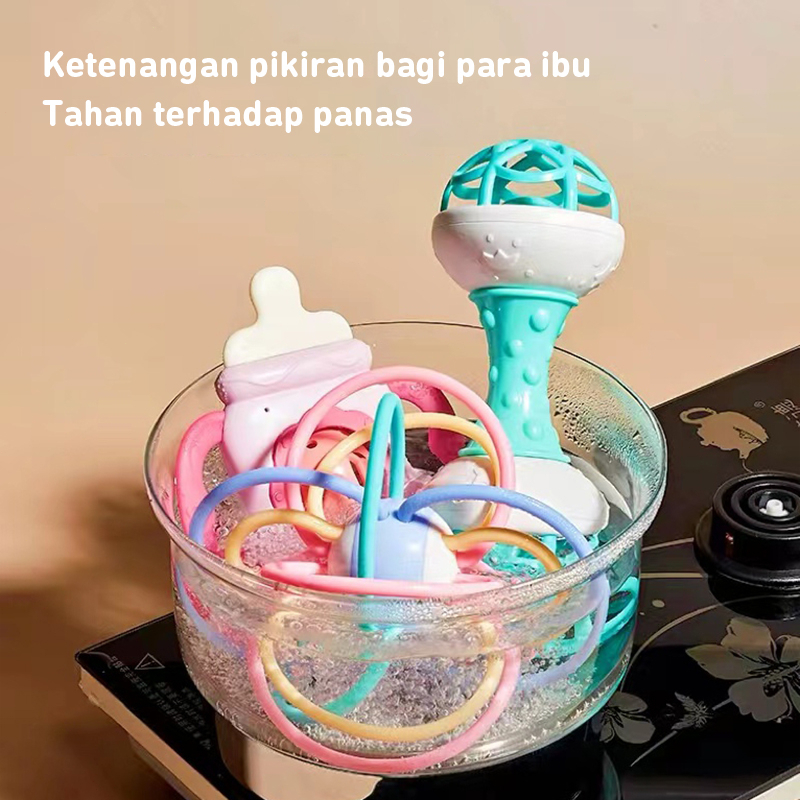 DADAWARD Mainan Gigitan Bayi Bola Baby Ratles Dan Teether / Bola Mantahattan teether bayi / bola tangan gerinda / bola Manhattan / bel tempat tidur bayi mainan / mainan pendidikan / silikon BPA FREE