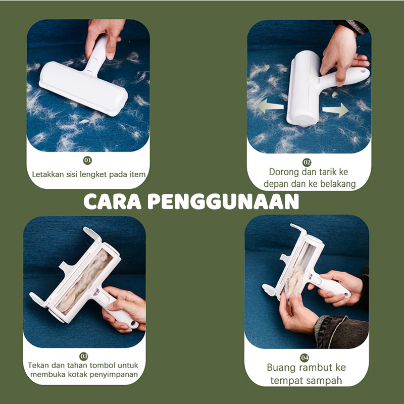 Pembersih Bulu Kucing/Anjing PET HAIR REMOVAL Roller Portable Jangka Panjang (Lifetime Use) untuk Pembersih Baju/Pakaian Bulu Hewan Peliharaan Olive Care