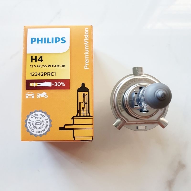 BOHLAM LAMPU DEPAN H4 12V 60/55W PHILIPS ORIGINAL PREMIUM VISION