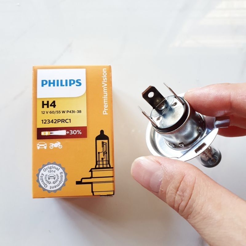 PHILIPS BOHLAM LAMPU DEPAN H4 12V INNOVA KIJANG VIOS YARIS FORTUNER 60/55W