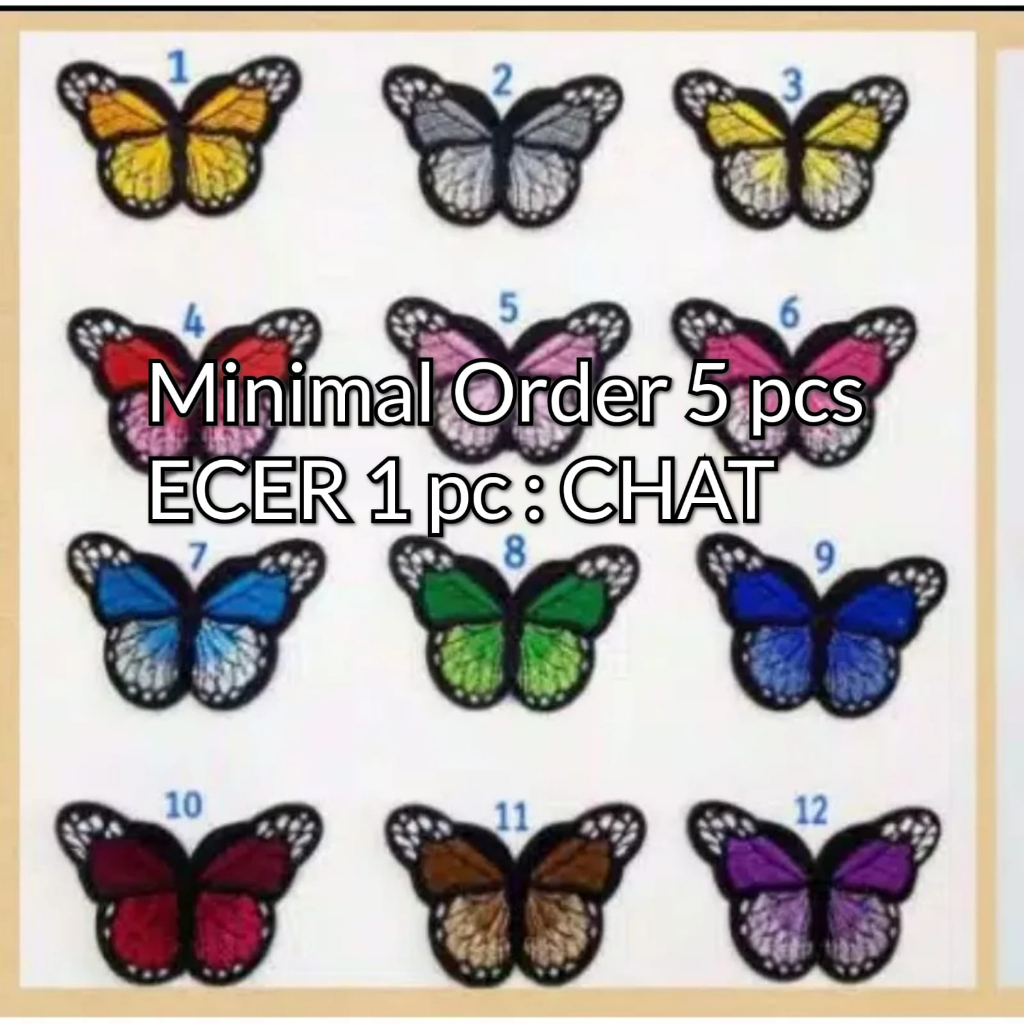 Iron Patch Butterflies / Emblem Bordir Kupu- Kupu