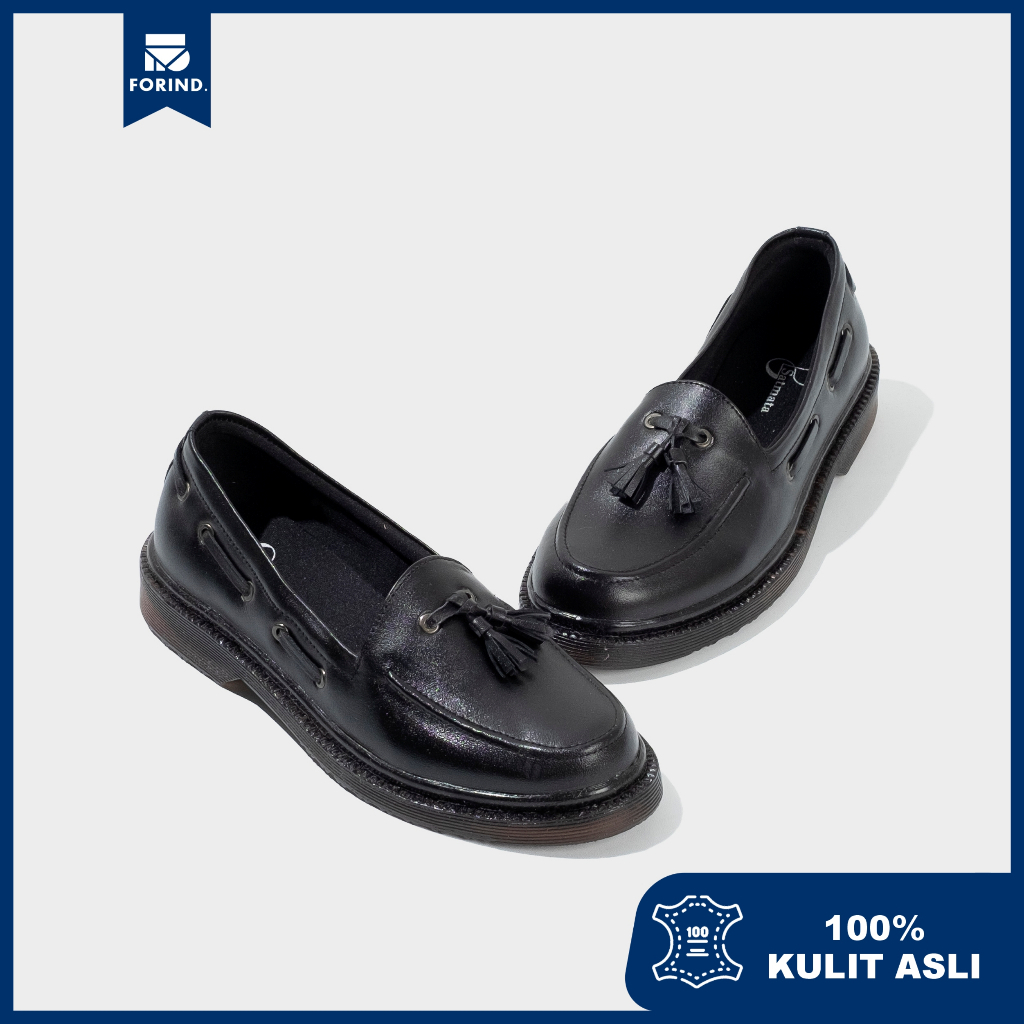 Alsaki Black | Sepatu Casual Kulit Asli Formal Pantopel Chunky Ori Sporty Pria Cowok Footwear | Satmata FORIND