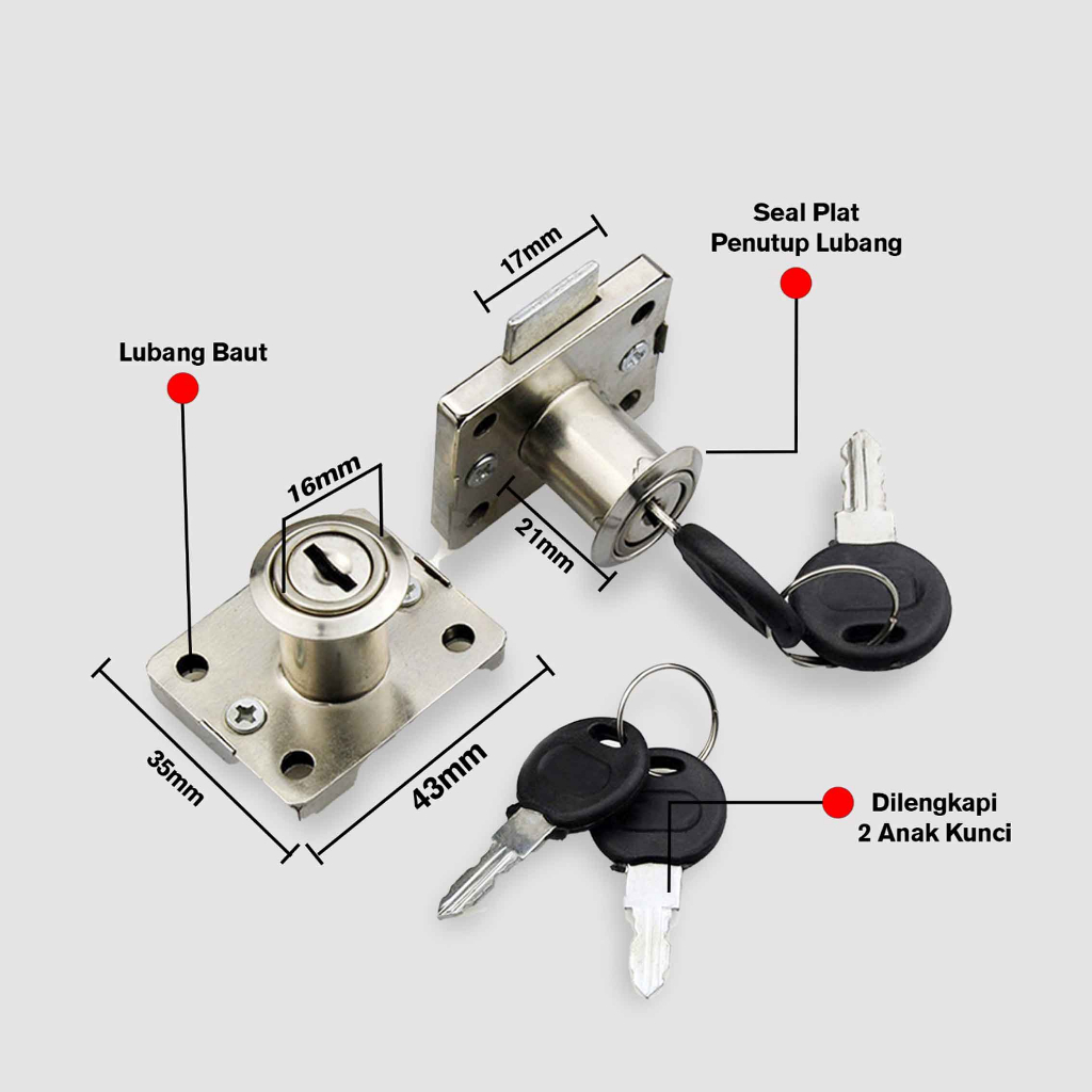 Brabus / Kunci Laci / Drawer Lock / Kunci Lemari