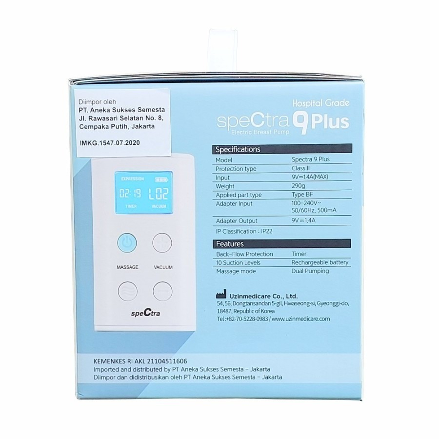 Spectra 9Plus Rechargeable Breast Pump / Pompa Asi Elektrik 2 pump