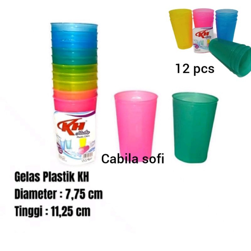 Gelas plastik 12 pcs / gelas minum plastik