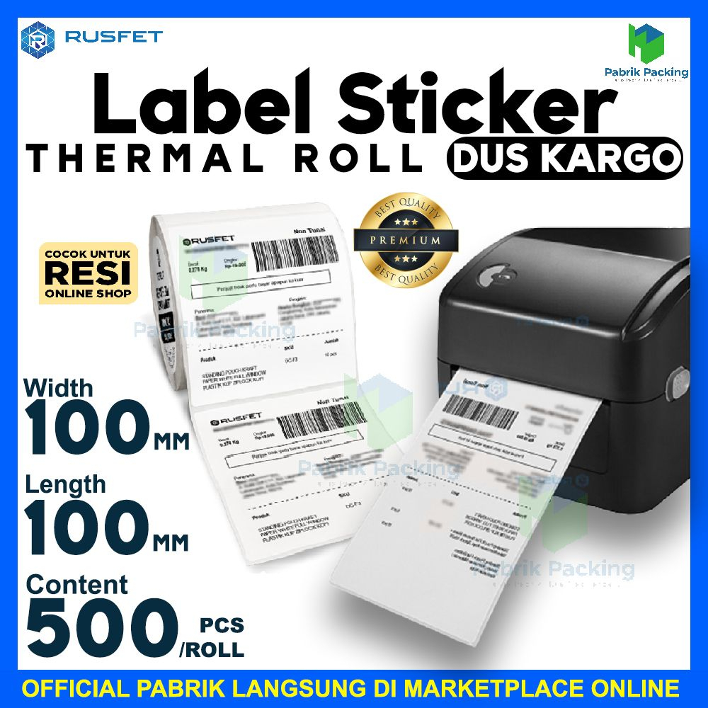 

Label roll thermal dus kargo stiker thermal A6 500pcs rusfet dus kargo