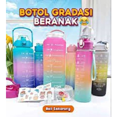 BOTOL MINUM GRADASI VIRAL BOTOL BERANAK 3 IN 1 BOTOL DOFF FREE SEDOTAN - BHTC